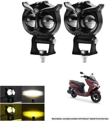 ROYAL AUTO MART New Heavy Aluminum Material Owl-Shape Fog Light In Yellow-White Color-306 Fog Lamp Motorbike LED for Suzuki (12 V, 40 W)(Burgman Street, Pack of 2)