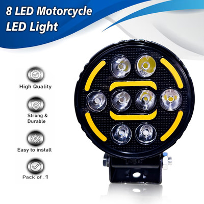 ASRYD Motorcycle/Car LED Fog Lamp Round LED 8led RGB LED Latest Light Fog Lamp Motorbike, Car LED (12 V, 24 W)(Universal For Bike, Universal For Car, Pack of 1)