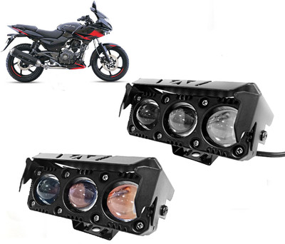 AUTO PEARL 3-Projector lens LED Dual Color White and Yellow High Beam Foglight B050 Fog Lamp Motorbike LED for Bajaj (12 V, 20 W)(Pulsar 220F, Pack of 2)