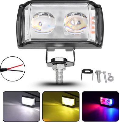 AutoPowerz Yellow/White with Red/Blue 30W DC 9V-60V Dual Lens Fog Light Fog Lamp Car, Motorbike LED (12 V, 20 W)(Universal For Bike, Universal For Car, Pack of 1)