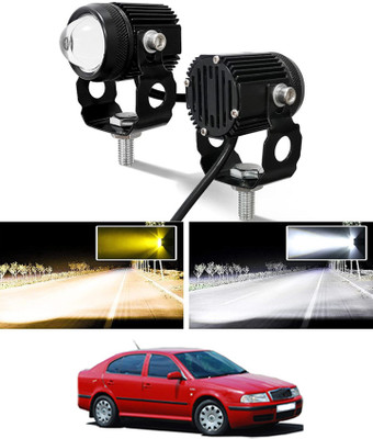 RKPSP Twin Mini Amber and White LED Lights High/Low Beam For Octavia Skoda 2018 Fog Lamp Car, Motorbike, Truck, Van LED for Skoda (12 V, 55 W)(Octavia, Pack of 2)