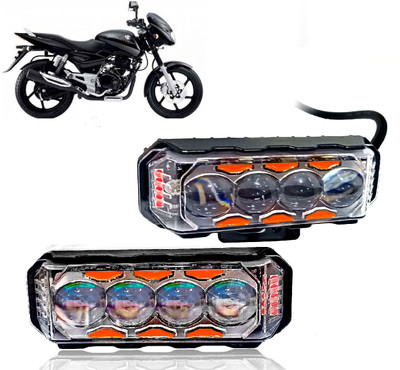 AUTO PEARL 4 Lens Yellow/White & Multi Flicker Red/Blue High Beam Led M132 Fog Lamp Motorbike LED for Bajaj (12 V, 30 W)(Pulsar 180 DTS-i, Pack of 2)