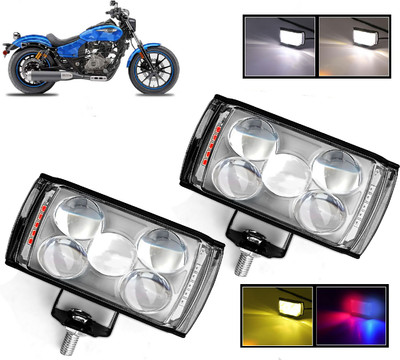 AUTO PEARL 5 EYE Lens Foglight, White, Yellow & Blue-Red Amber Auxiliary Projector Led T009 Fog Lamp Motorbike LED for Bajaj (12 V, 15 W)(Avenger, Pack of 2)