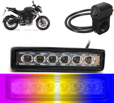 AUTO PEARL 6-inch 14LED Yellow/White/Red/Blue & Blinking Led Fog Light with Switch A64 Fog Lamp Motorbike LED for Bajaj (12 V, 24 W)(Pulsar 200NS, Pack of 1)
