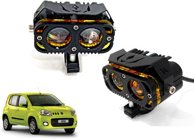 AUTO PEARL 2Lens LED Yellow/White/Red Led with Flashing for Novo Uno Fog Lamp Car LED for Fiat (12 V, 30 W)(Uno)