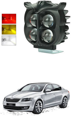 LOVMOTO Universal 4 LED Owl shape Spotlights Fog Lights Hi/Low,Red Angle & Flashing s344 Interior Light Car, Motorbike LED for Skoda (12 V, 30 W)(Octavia, Pack of 1)