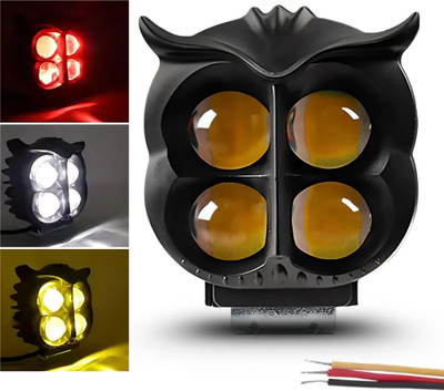 AutoPowerz Owl LED Fog Light Yellow/White and Red Devil Eye Effect 3 Colour Mode Fog Lamp Motorbike LED (9 V, 50 W)(Universal For Bike, Universal For Car, Pack of 1)