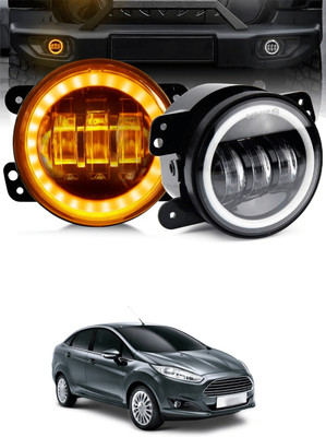 GONAMA Universal 4 inch White Amber Ring DRL Fog Light Round Light LED Fog Lamp sg229 Headlight Car LED for Tata (12 V, 40 W)(Universal For Car, Pack of 2)