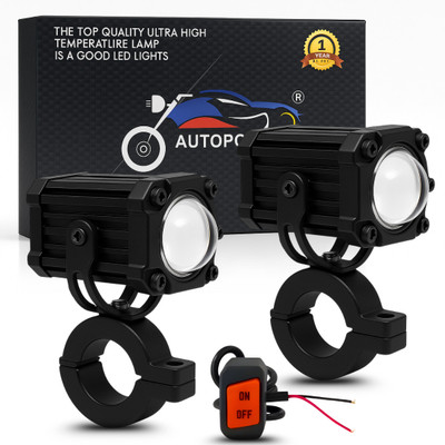 AutoPowerz Universal HK Motorcycle LED Spotlight Headlight three color LED Lens Fog Lamp Motorbike LED (12 V, 30 W)(Universal For Bike, Pack of 2)