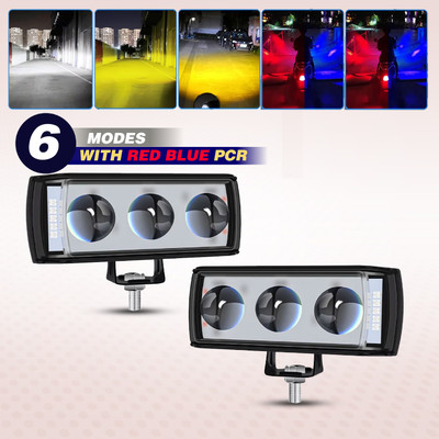 automunk LED LIGHT HEAVY QUALITY WHITE/YELLOW WITH PCR MODE Headlight Motorbike, Car, Truck LED (12 V, 20 W)(Universal For Bike, Universal For Car, Pack of 2)