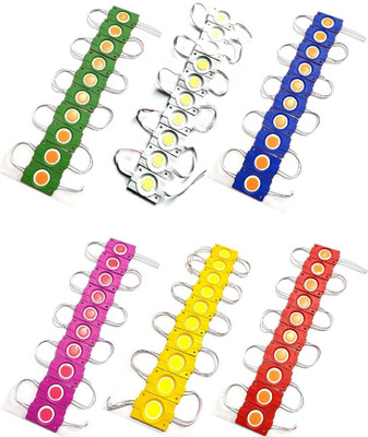 Howay (10 Pc Each Red Yellow Blue Green Pink White) 60 Pcs DC 12V 2.4W Coin Shape Interior Light Car, Motorbike LED (12 V, 2.4 W)(Universal For Car, Pack of 60)