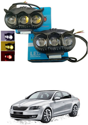 LOVMOTO Universal Led Owl Fog Light white yellow 3 Color Mode With Flashing Pattern s344 Headlight Car, Motorbike LED for Skoda (12 V, 40 W)(Octavia, Pack of 2)