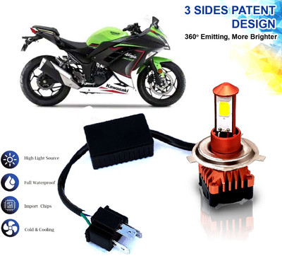 AUTO PEARL High Brightness CYT Headlight Bulb H4 White LED with Cooling Fan for Ninja 300 Fog Lamp Motorbike LED for Kawasaki (12 V, 40 W)(Ninja 300, Pack of 1)