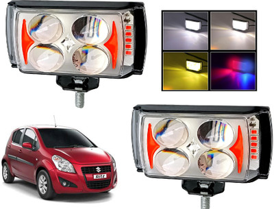 AUTO PEARL 4-EYE Lens Foglight, White, Yellow & Blue-Red Amber Auxiliary Projector Led Y231 Fog Lamp Car LED for Maruti Suzuki (12 V, 15 W)(Ritz, Pack of 2)