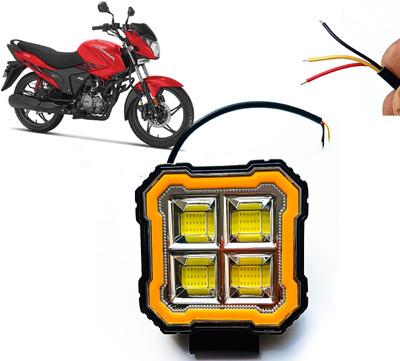 AUTO PEARL Square 4-Led DRL Car Off-Road Vehicle Light Auxiliary White-Yellow Lighting B38 Fog Lamp Motorbike LED for Hero (12 V, 24 W)(Glamour, Pack of 1)
