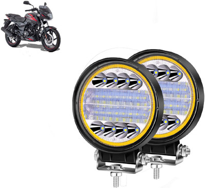 AUTO PEARL 24LED Round 3-Mode White and Yellow light High Beam Led for Pulsar 150 Fog Lamp Motorbike LED for Bajaj (12 V, 72 W)(Pulsar 150, Pack of 2)