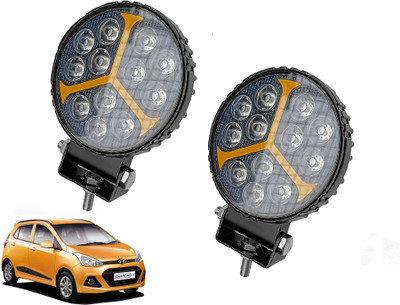 AUTO PEARL 12LED Round White Foglight Flashing Light, Work Spot White Lights C170 Fog Lamp Car LED for Hyundai (12 V, 30 W)(i10, Pack of 2)