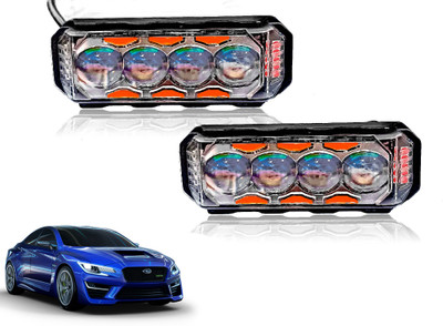 AUTO PEARL 4Lens Yellow/White & Multi Flicker Red/Blue Led M101 Fog Lamp Car LED for Subaru (12 V, 30 W)(WRX, Pack of 2)