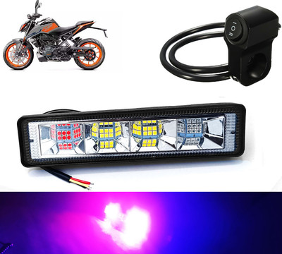 AUTO PEARL 6-inch 24LED Yellow/White/Red/Blue & Flashing Led Fog Light with Switch D19 Fog Lamp Motorbike LED for KTM (12 V, 18 W)(Duke 200, Pack of 1)