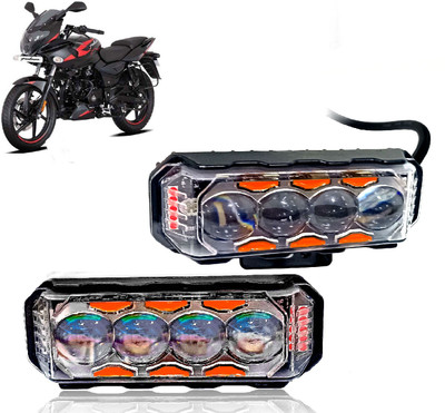AUTO PEARL 4 Lens Yellow/White & Multi Flicker Red/Blue High Beam Led M139 Fog Lamp Motorbike LED for Bajaj (12 V, 30 W)(Pulsar 220, Pack of 2)
