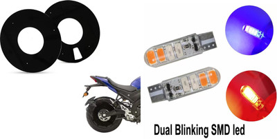 acube mart red blue blinker parking bulb with WHEEL DISC cover for 17inch wheel, black Parking Light Motorbike LED (12 V, 8 W)(Universal For Bike, Universal For Car, Pack of 2)
