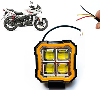 AUTO PEARL Square 4-Led DRL Car Off-Road Vehicle Light Auxiliary White-Yellow Lighting B51 Fog Lamp Motorbike LED for Hero (12 V, 24 W)(Ignitor, Pack of 1)