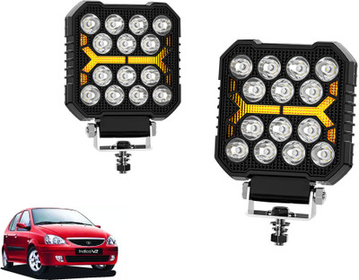 AUTO PEARL 4 Inch Square Luminous 14Led Auxiliary Amber DRL Spot Light for Car A192 Fog Lamp Car LED for Tata (12 V, 30 W)(Indica, Pack of 2)
