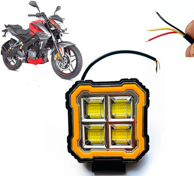AUTO PEARL Square 4-Led DRL Car Off-Road Vehicle Light Auxiliary White-Yellow Lighting A59 Fog Lamp Motorbike LED for Bajaj (12 V, 24 W)(Pulsar 180, Pack of 1)