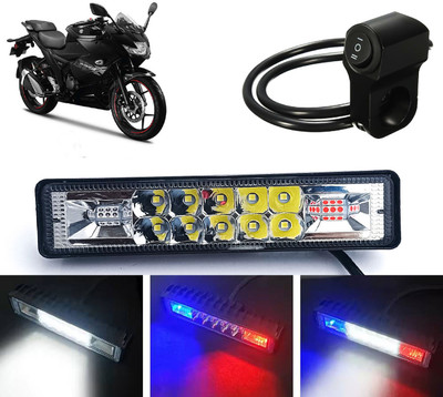 AUTO PEARL Hazard Flasher LED Foglight Flashing Mode, White, Red & Blue with Switch D97 Fog Lamp Motorbike LED for Suzuki (12 V, 18 W)(Gixxer, Pack of 1)