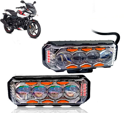 AUTO PEARL 4 Lens Yellow/White & Multi Flicker Red/Blue High Beam Led M140 Fog Lamp Motorbike LED for Bajaj (12 V, 30 W)(Pulsar 220, Pack of 2)
