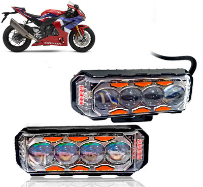 AUTO PEARL 4 Lens Yellow/White & Multi Flicker Red/Blue High Beam Led M021 Fog Lamp Motorbike LED for Honda (12 V, 30 W)(CBR 1000RR)
