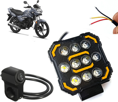 AUTO PEARL 10Led DRL Bike Off-Road Vehicle Light Auxiliary White & Yellow with Switch C33 Fog Lamp Motorbike LED for Honda (12 V, 24 W)(CB Shine, Pack of 1)