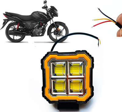 AUTO PEARL Square 4-Led DRL Car Off-Road Vehicle Light Auxiliary White-Yellow Lighting B61 Fog Lamp Motorbike LED for Hero (12 V, 24 W)(Glamour, Pack of 1)