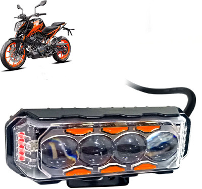 AUTO PEARL 4 Lens White/Yellow & Multi Flicker Red/Blue High Beam Led T059 Fog Lamp Motorbike LED for KTM (12 V, 30 W)(Duke 200)