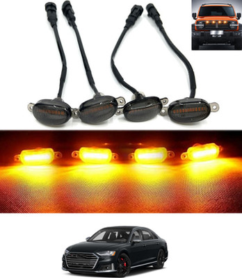 ABJD Car 4LED Front Grille Smoked Lens Daytime Running Amber Lights-225 Fog Lamp Car, Truck, Van LED for Audi (12 V, 55 W)(S8, Pack of 4)
