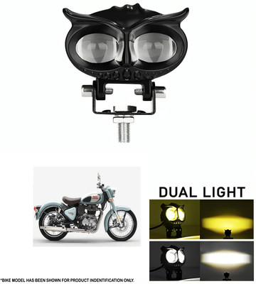 ROYAL AUTO MART Premium-Quality Aluminum Body Owl-Shaped Fog Light In Yellow-White Color_361 Fog Lamp Motorbike LED for Royal Enfield (12 V, 40 W)(Classic 350, Pack of 1)