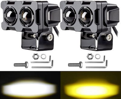 Anaisha LED Fog Lights ,White and Amber Projector Light for all bikes (pack of 2) Fog Lamp Motorbike LED (12 V, 40 W)(Universal For Bike, Pack of 2)