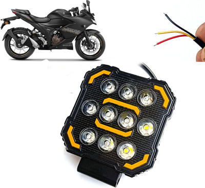 AUTO PEARL Square 10-Led DRL Car Off-Road Vehicle Light Auxiliary White-Yellow Lighting D99 Fog Lamp Motorbike LED for Suzuki (12 V, 24 W)(Gixxer, Pack of 1)