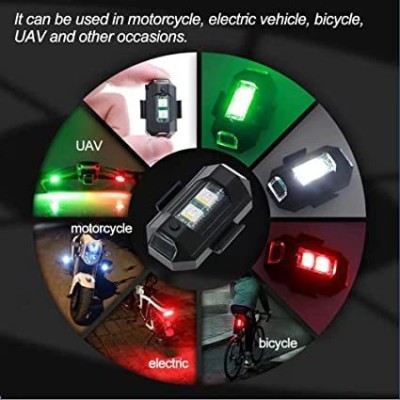 SHOWRIDE Multicolor Led Strobe Light Motorbike, Drone, Bicycle USB Rechargeable Battery Interior Light Car, Motorbike LED (12 V, 10 W)(Universal For Car, Universal For Bike, Pack of 2)