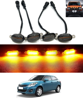 ABJD Car 4LED Smoked Front Grille Lens Daytime Running Amber Lights-255 Fog Lamp Car, Truck, Van LED for Suzuki (12 V, 55 W)(Swift Dzire, Pack of 4)