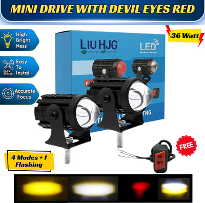 Autozap LIU HJG Mini Driving Yellow White And Red Devil with Flashing Fog Lamp Motorbike, Car LED (12 V, 36 W)(Universal For Bike, Universal For Car, Pack of 3)
