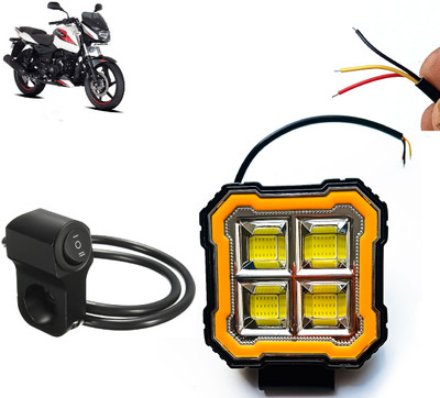 AUTO PEARL Square 4Led DRL Off-Road Vehicle Foglight Auxiliary White-Yellow with Switch A54 Fog Lamp Motorbike LED for Bajaj (12 V, 24 W)(Pulsar 180, Pack of 1)