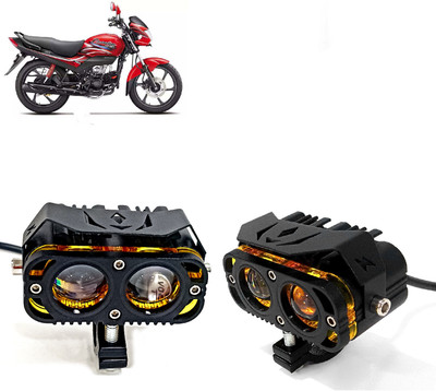 AUTO PEARL 2Lens LED White/Yellow/Red High Beam Led with Flashing for Passion Plus Fog Lamp Motorbike LED for Hero (12 V, 30 W)(Passion Plus, Pack of 2)