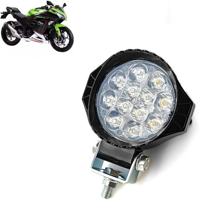 AUTO PEARL 12-LED Round Foglight Ultra Bright White Spot light for Ninja 300BS6 Fog Lamp Motorbike LED for Kawasaki (12 V, 20 W)(Ninja 300, Pack of 1)