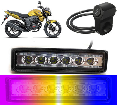 AUTO PEARL 6-inch 14LED Yellow/White/Red/Blue & Blinking Led Fog Light with Switch B91 Fog Lamp Motorbike LED for Honda (12 V, 24 W)(CB Trigger, Pack of 1)