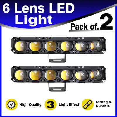 ASRYD Car Work Light Motorcycle 6 Lens LED Light Mini Lights LED Driving Spotlight Fog Lamp Motorbike, Car LED (12 V, 30 W)(Universal For Bike, Universal For Car, Pack of 2)