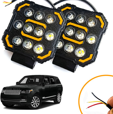 AUTO PEARL Square 10-Led DRL Motorcycle Off-Road Vehicle Light Auxiliary White & Yellow M37 Fog Lamp Car, Van, Truck LED for Land Rover (12 V, 24 W)(Range Rover)