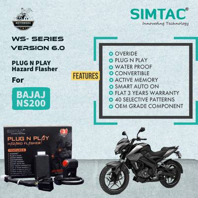 Moto Modz Simtac [V 6.0] Bajaj PULSAR AS/NS/RS Hazard Flasher With Switch|40 Patterns Indicator Light Motorbike LED for Bajaj (12 V, 10 W)