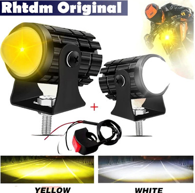 Rhtdm Mototrcycle Mini Yellow/White LED Fog Light Universal for all Bikes Headlight Car, Motorbike LED (12 V, 36 W)(Universal For Bike, Universal For Car, Pack of 3)