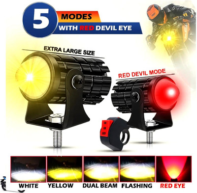 Rhtdm Motorcycle and Car Light Led White and Yellow With Switch_MlL129 Fog Lamp Car, Motorbike LED for Suzuki (12 V, 36 W)(Universal For Bike, Universal For Car, Pack of 3)